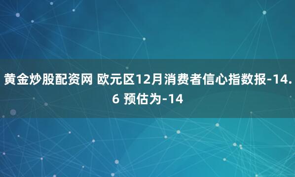 黄金炒股配资网 欧元区12月消费者信心指数报-14.6 预估为-14
